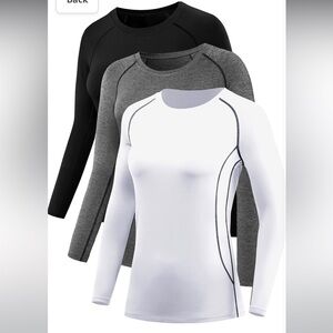 Amazon Long Sleeve Athletic Tops Grey, White, Black